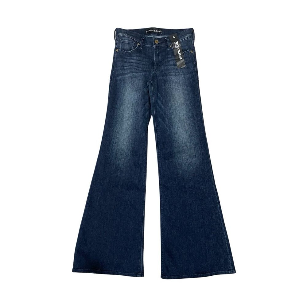 Express Jeans Womens Size 2R Wide Leg Mid Rise NWT